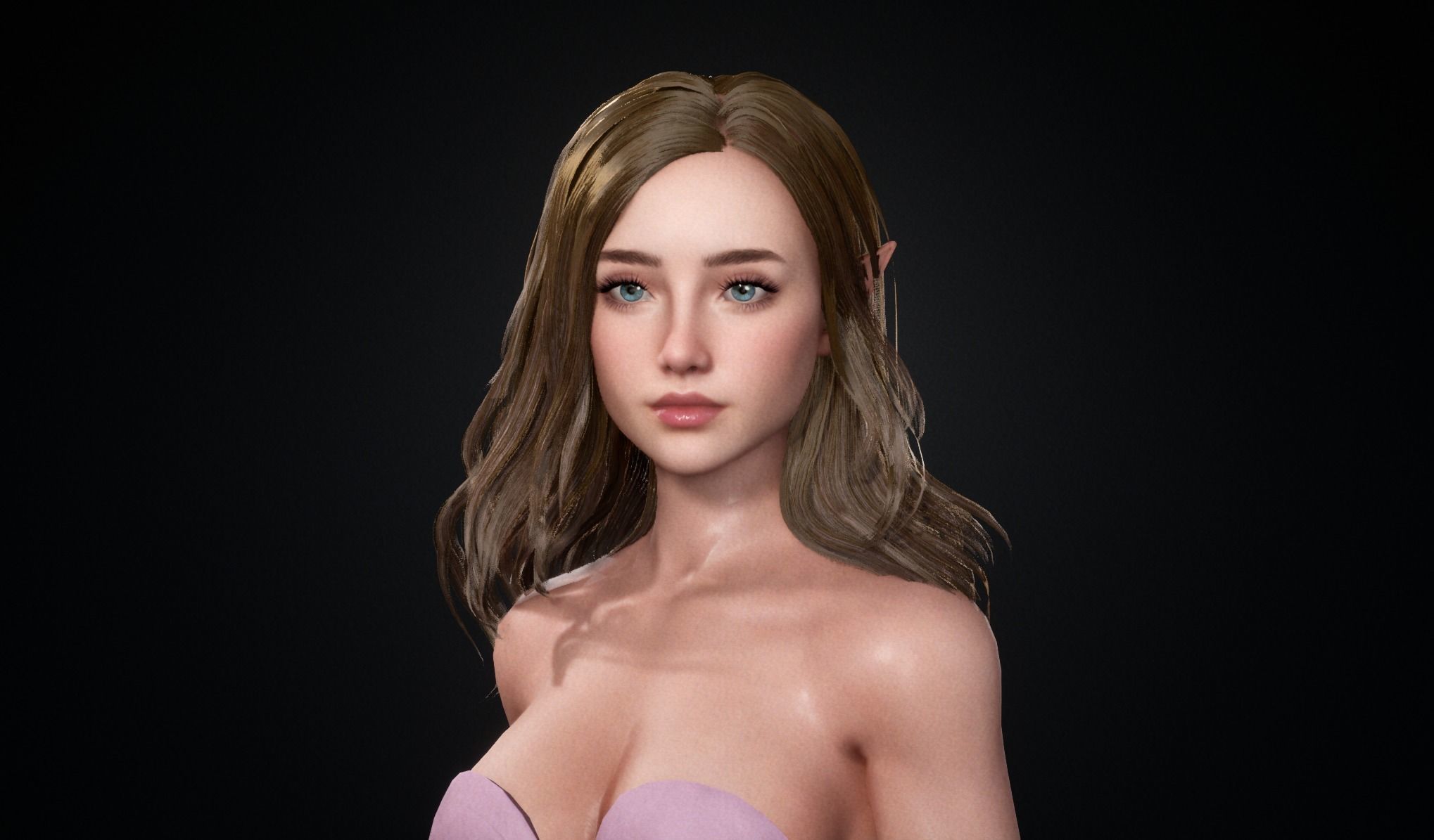 Realtime Long Hair - Game-Ready Low-poly 3D model_9