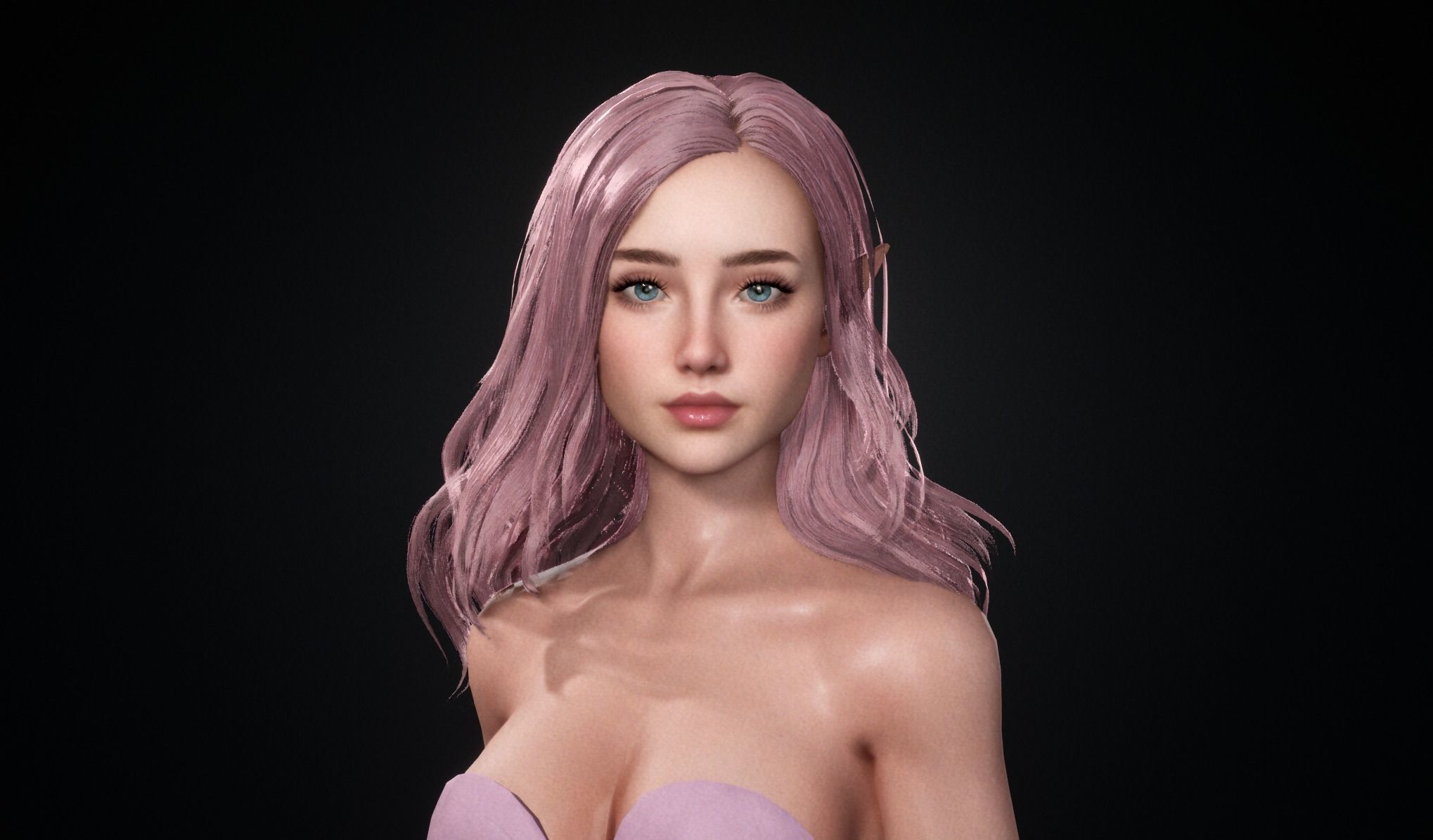 Realtime Long Hair - Game-Ready Low-poly 3D model_4