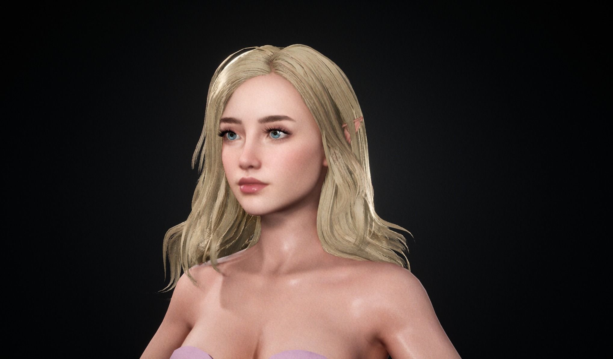 Realtime Long Hair - Game-Ready Low-poly 3D model_18