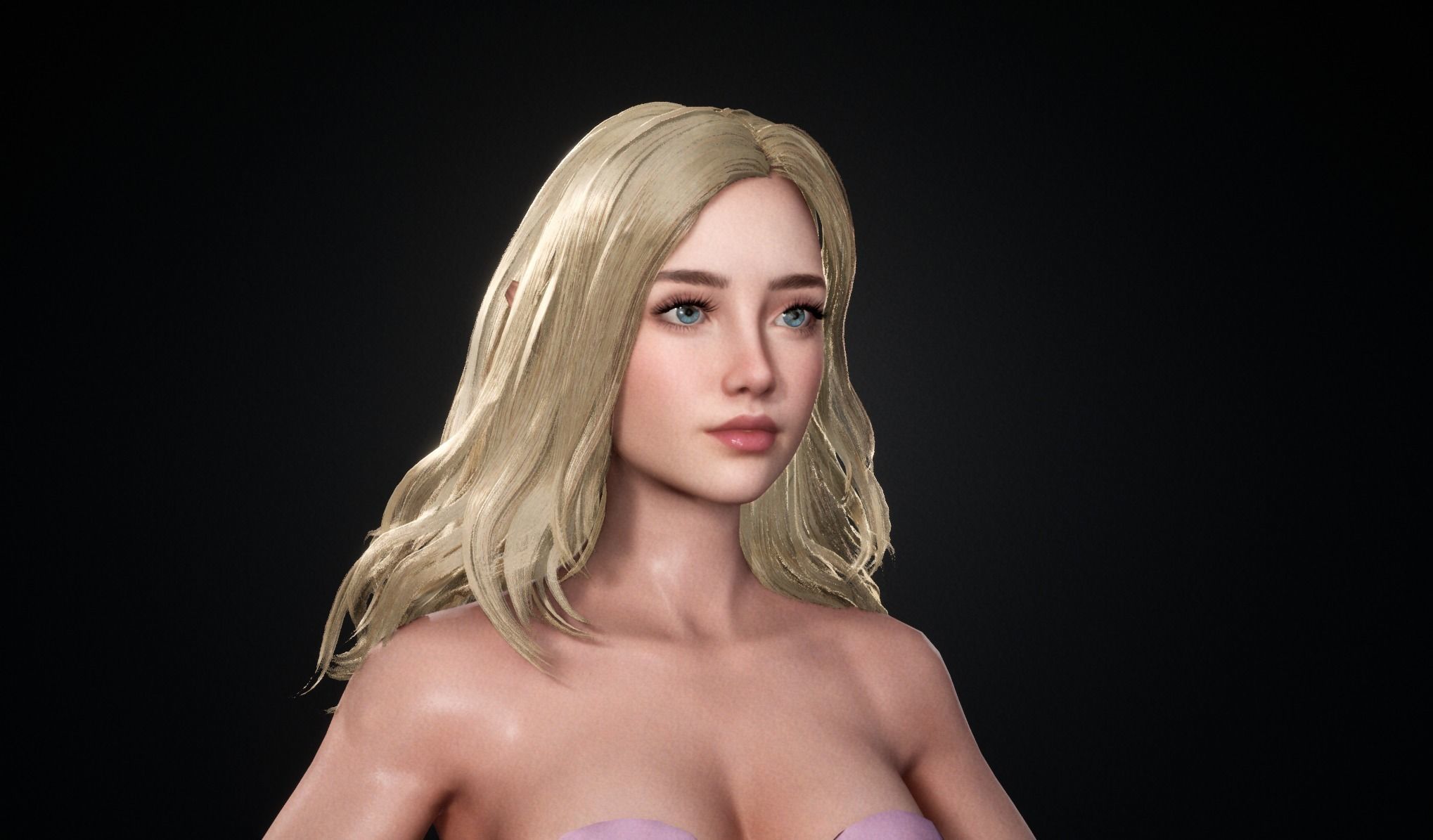 Realtime Long Hair - Game-Ready Low-poly 3D model_16