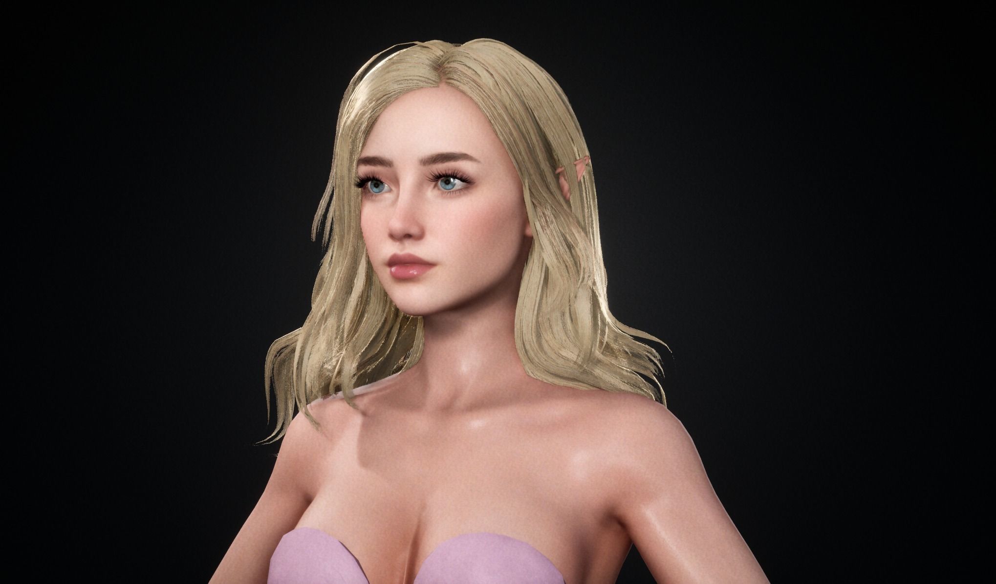 Realtime Long Hair - Game-Ready Low-poly 3D model_22