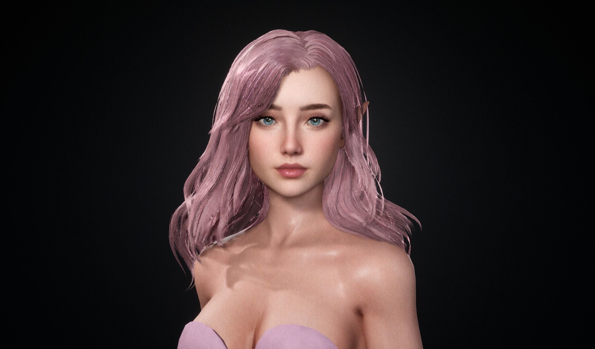Realtime Long Hair - Game-Ready Low-poly 3D model_6