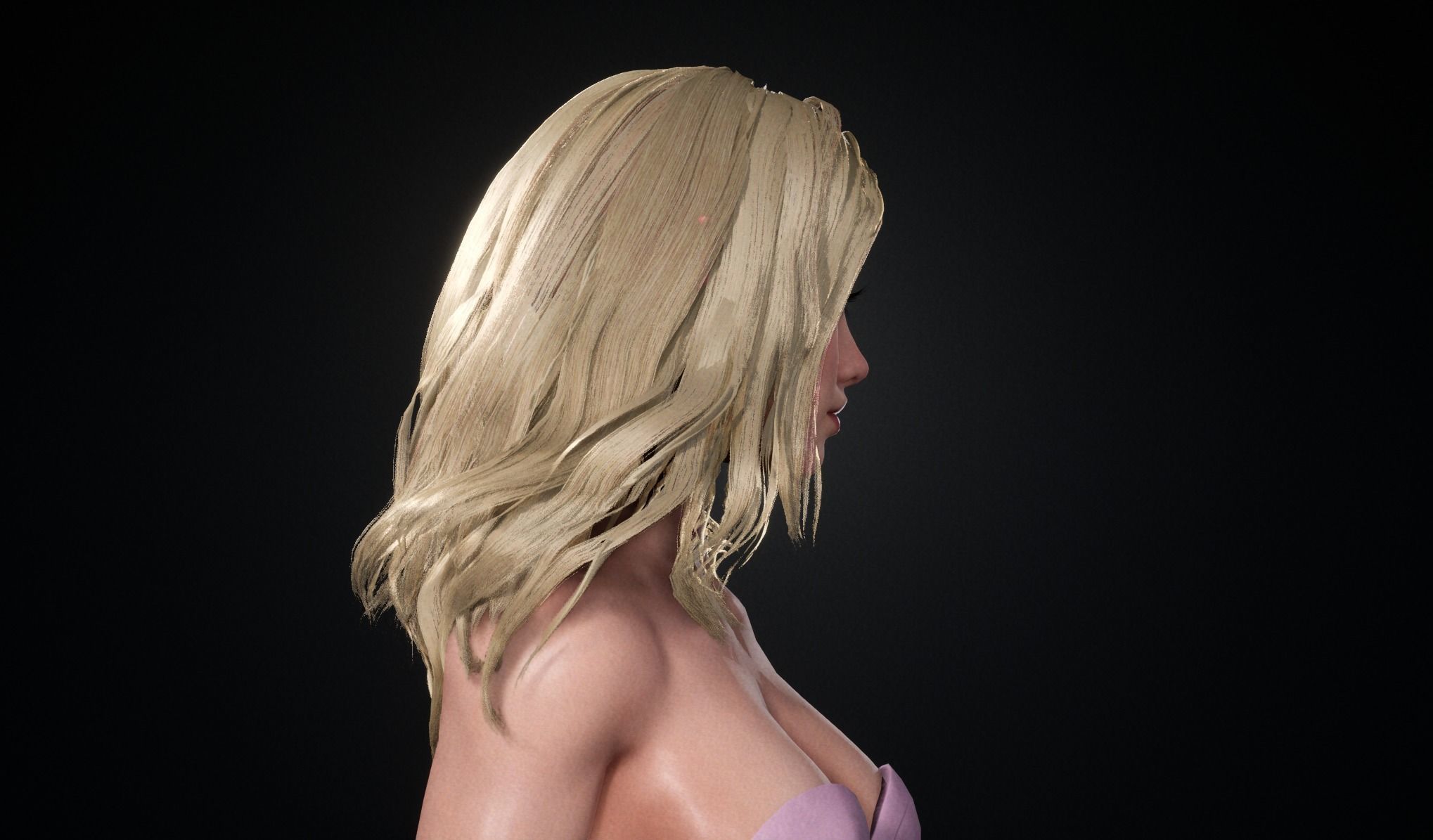 Realtime Long Hair - Game-Ready Low-poly 3D model_14