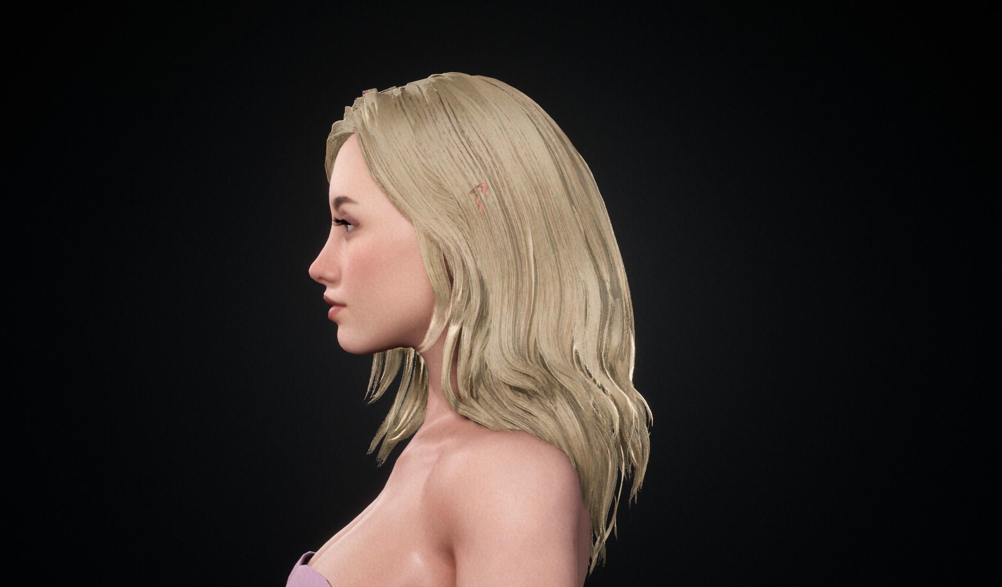 Realtime Long Hair - Game-Ready Low-poly 3D model_19