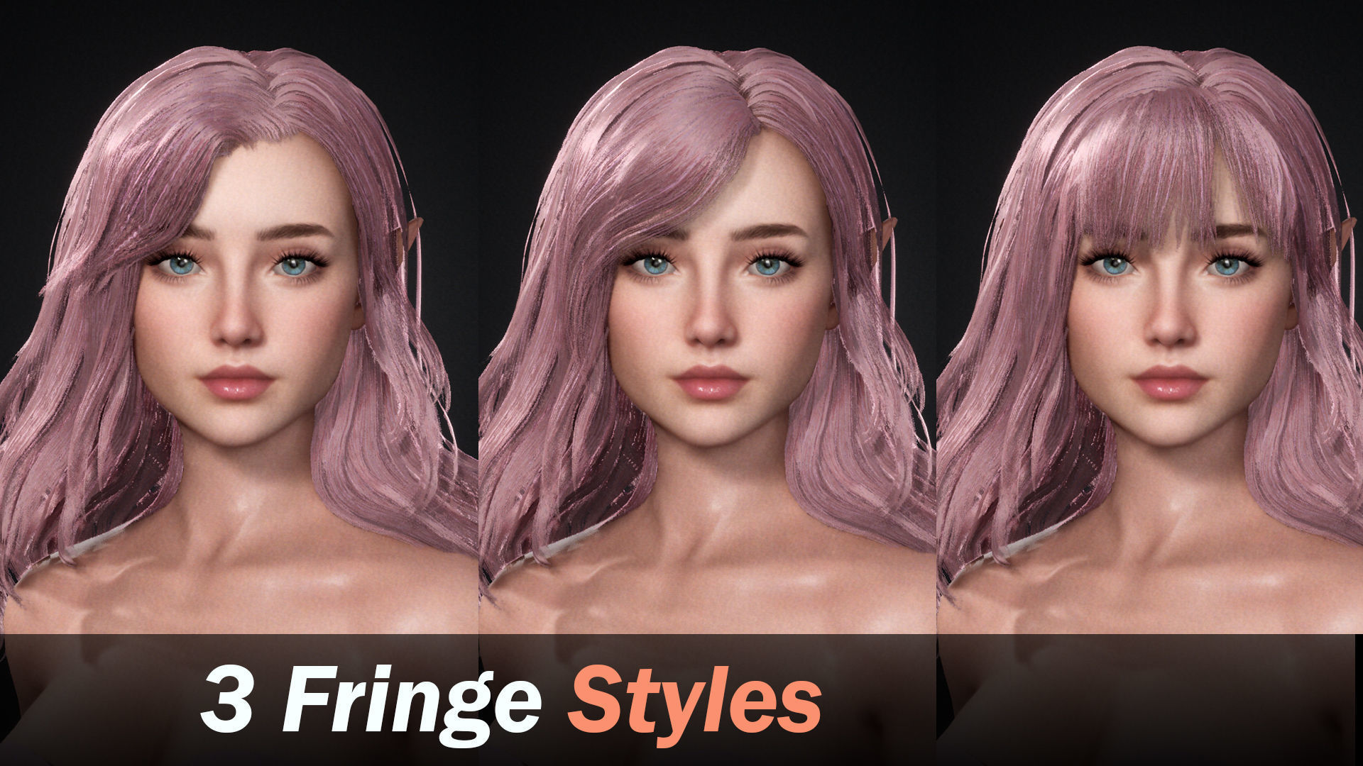 Realtime Long Hair - Game-Ready Low-poly 3D model_3