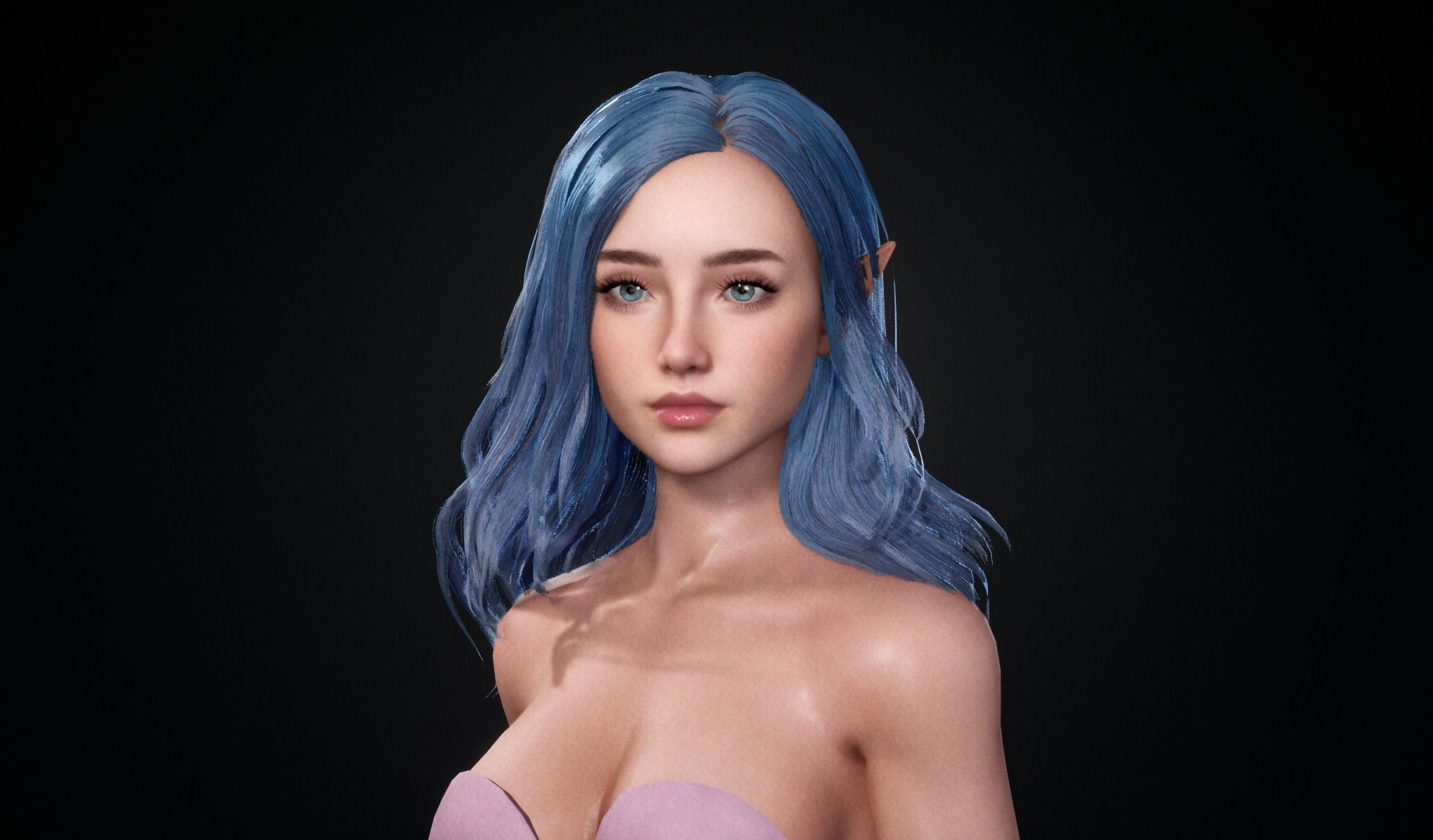Realtime Long Hair - Game-Ready Low-poly 3D model_10