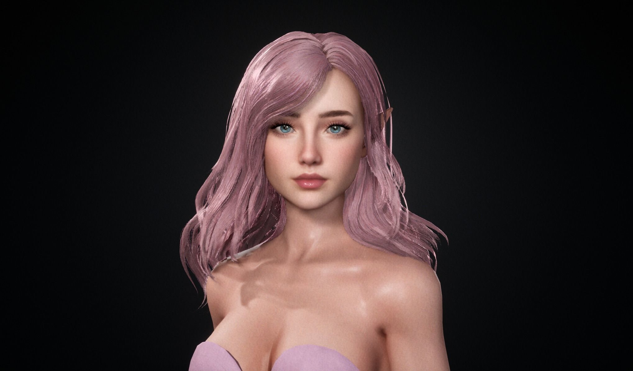 Realtime Long Hair - Game-Ready Low-poly 3D model_5