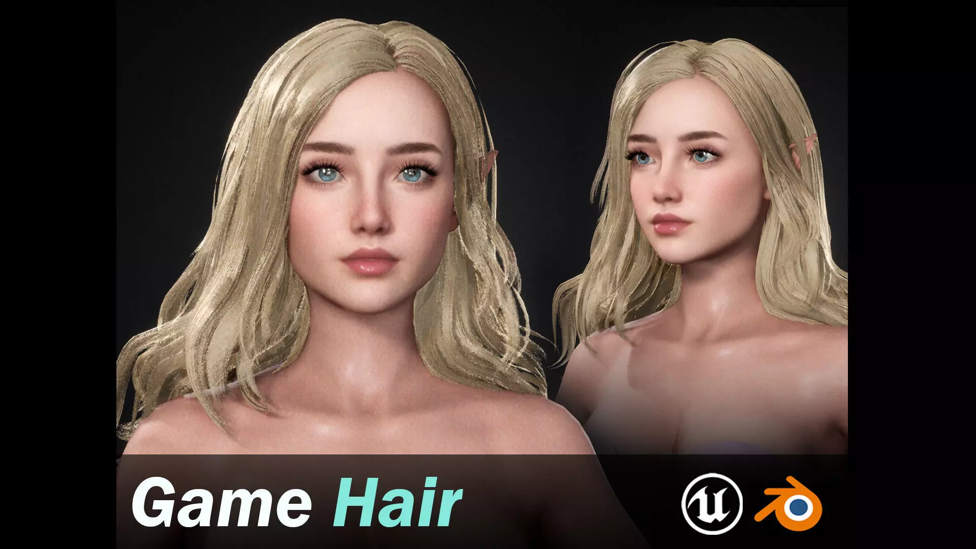 Realtime Long Hair - Game-Ready Low-poly 3D model_0