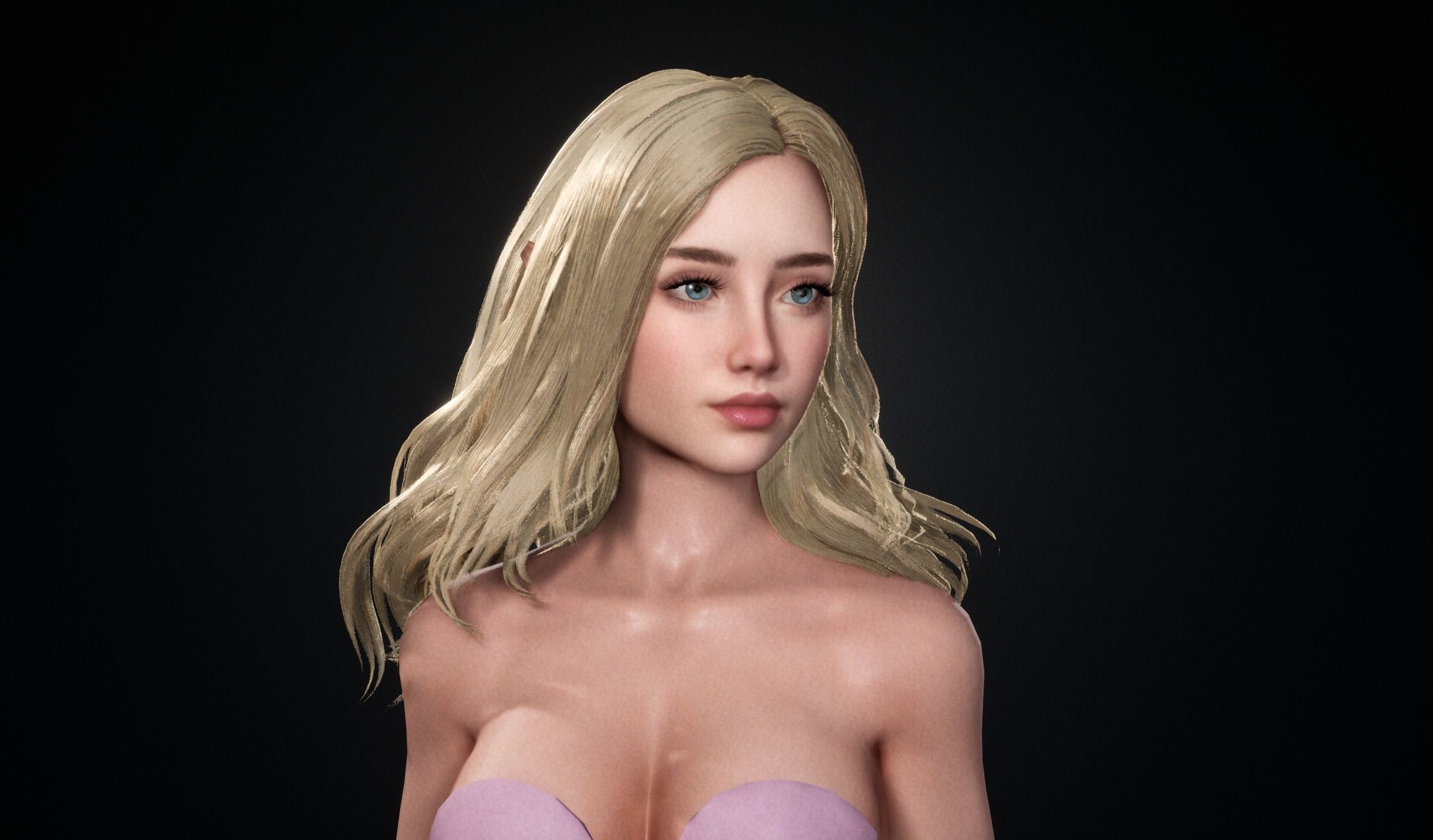 Realtime Long Hair - Game-Ready Low-poly 3D model_15