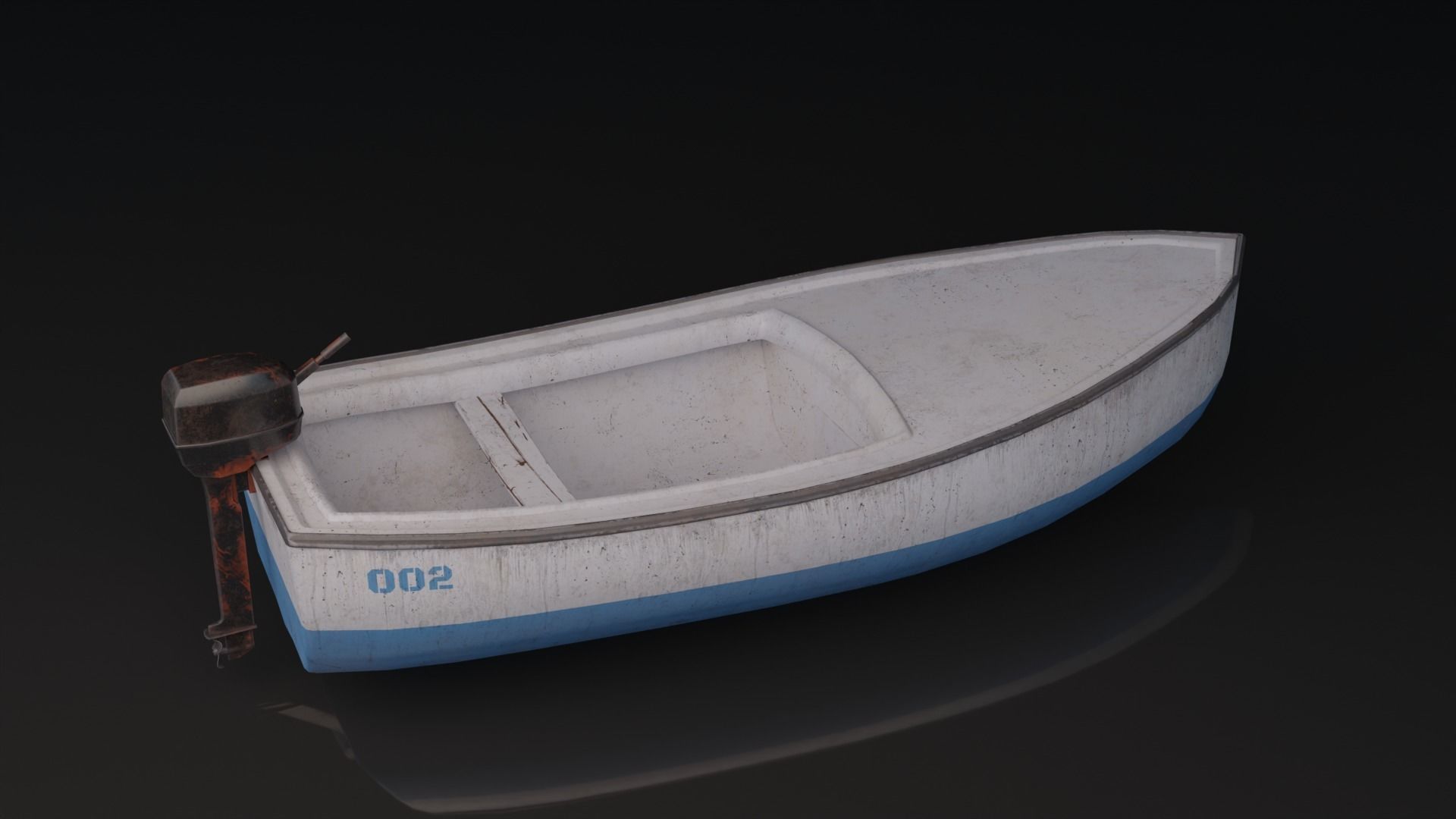 Small Fishing Boat Low-poly 3D model_3