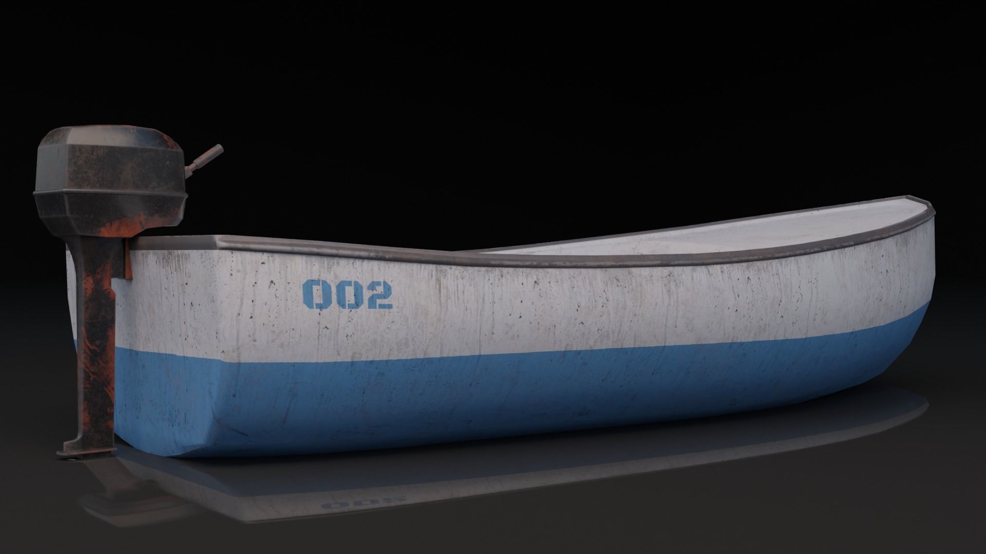 Small Fishing Boat Low-poly 3D model_2
