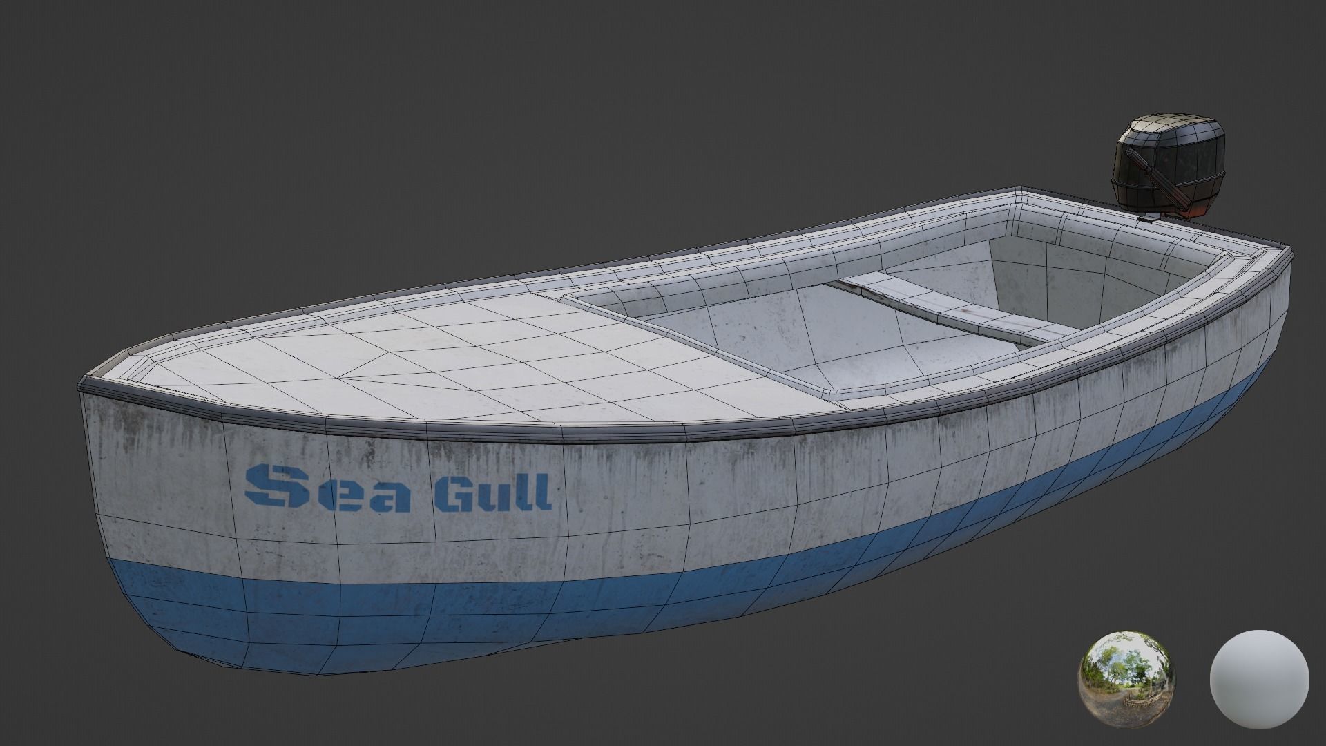 Small Fishing Boat Low-poly 3D model_5