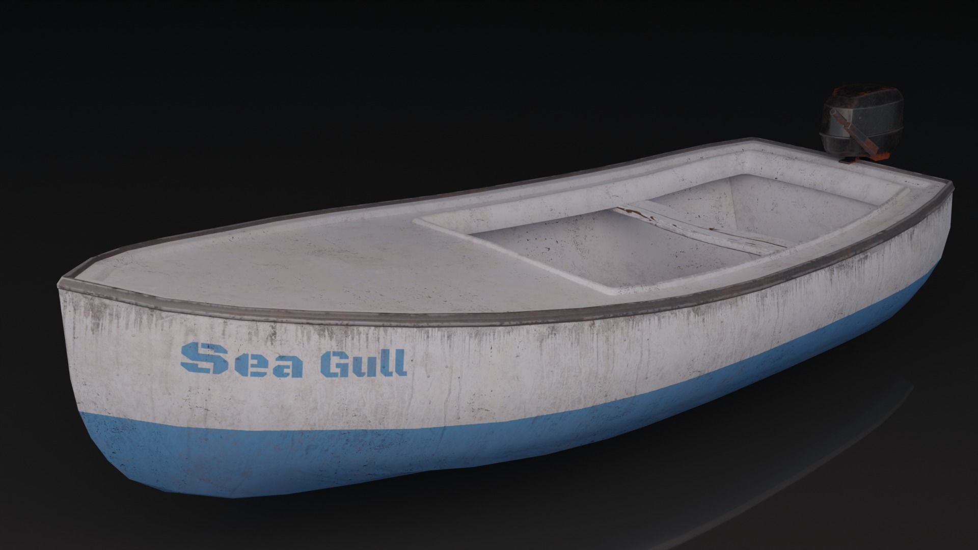 Small Fishing Boat Low-poly 3D model_4