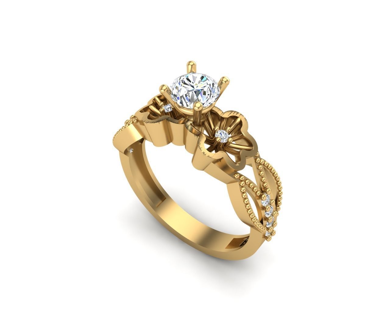 Solitaire ring  3D print model_10