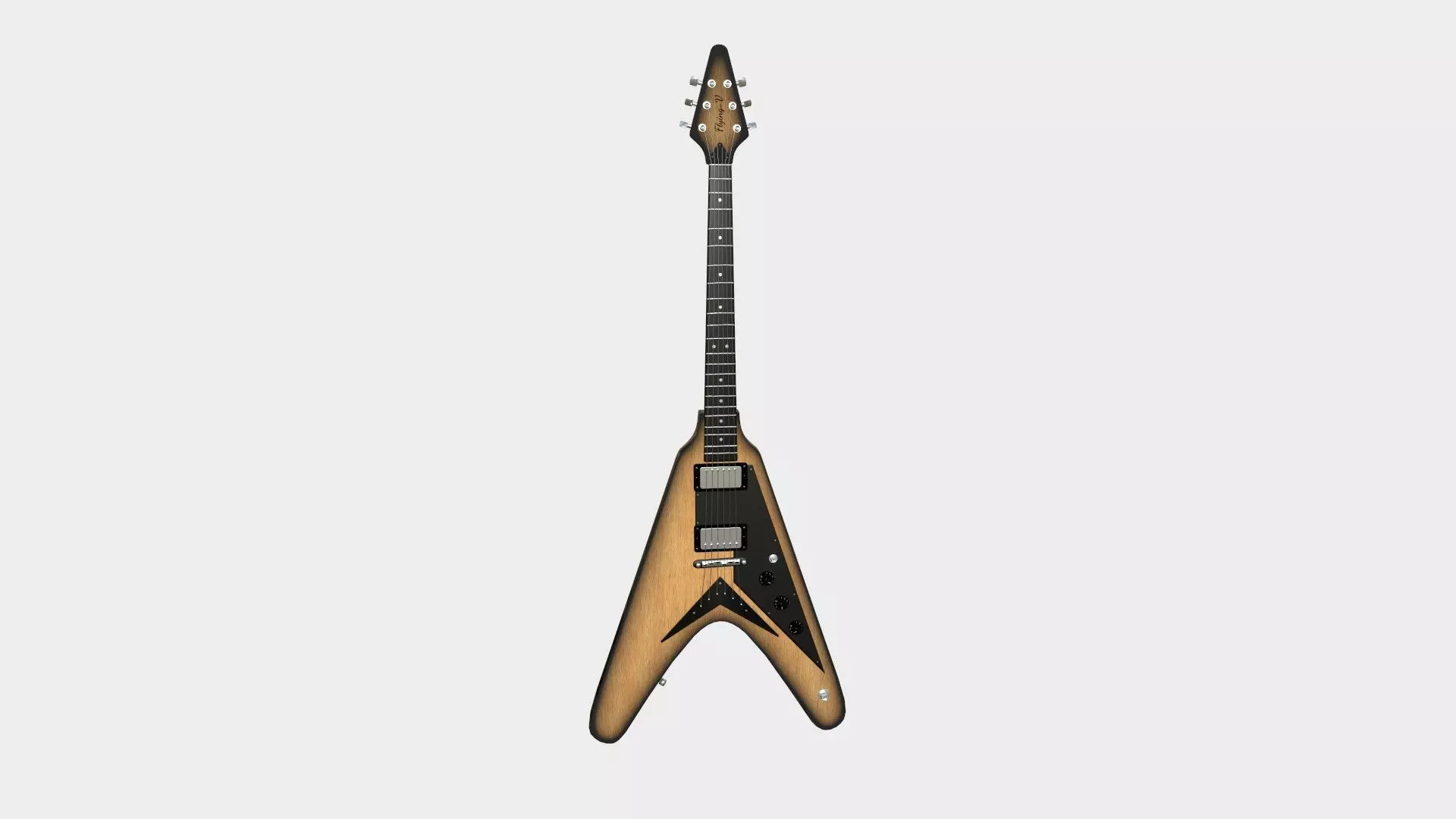 Electric Guitar D05 Wood Black - Music Instrument Design Low-poly 3D model_0