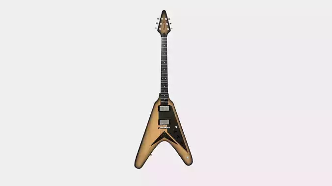 Electric Guitar D05 Wood Black - Music Instrument Design Low-poly 3D model