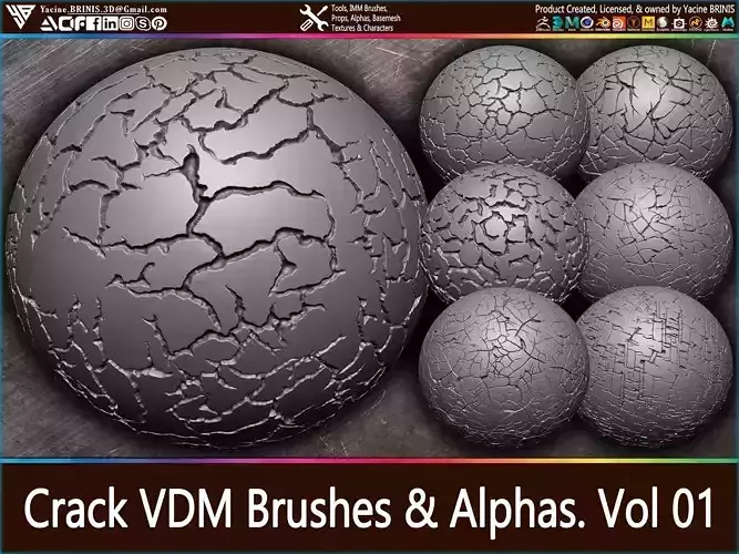 Crack VDM Brushes and Alphas for ZBrush Vol 01 Texture