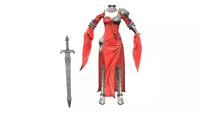 Red Fantasy Full Warrior Outfit