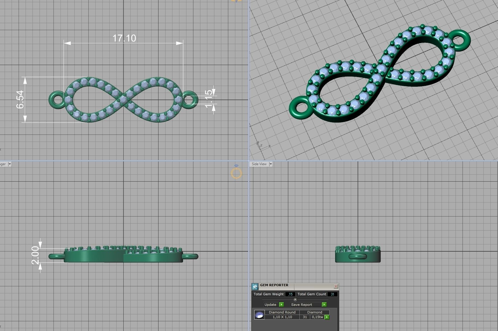 infinity diamond bracelet 3dprint model Endless Bracelet 3D print model_11