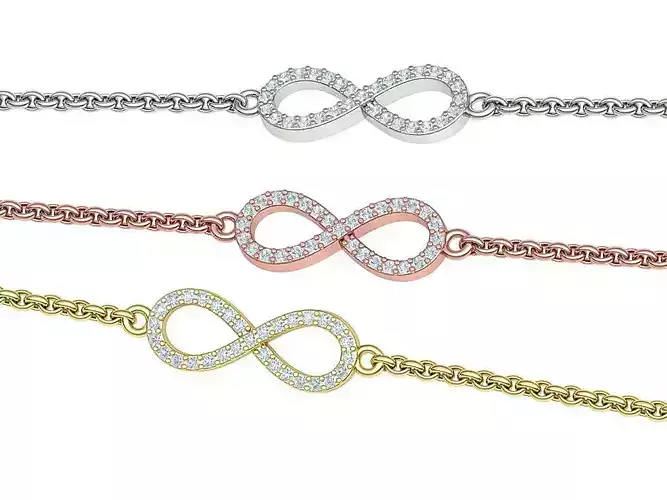 infinity diamond bracelet 3dprint model Endless Bracelet 3D print model
