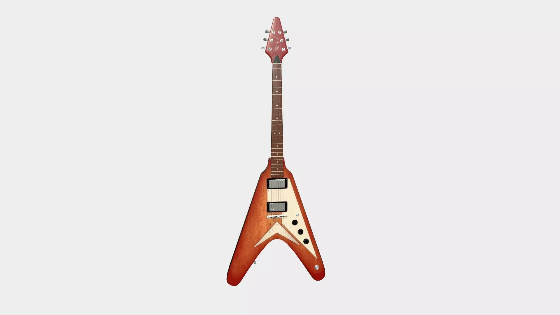 Electric Guitar D07 Red Wood - Music Instrument Design Low-poly 3D model_0