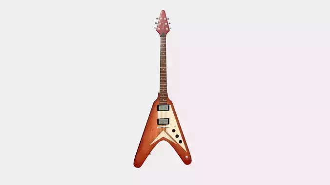 Electric Guitar D07 Red Wood - Music Instrument Design Low-poly 3D model