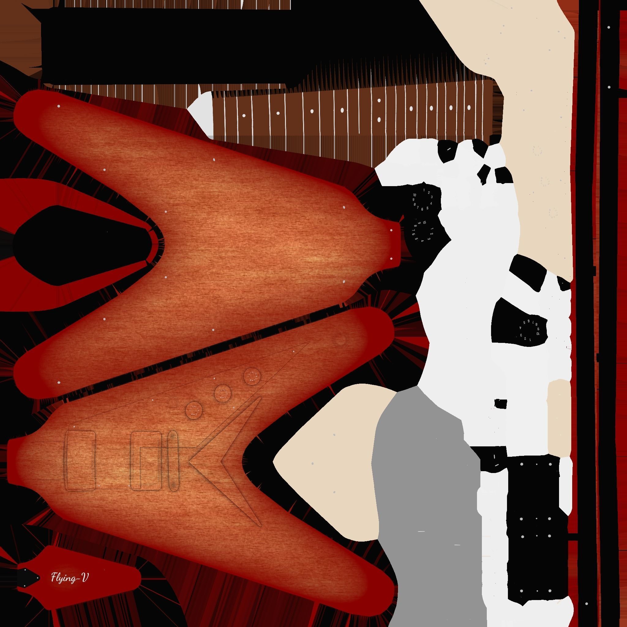 Electric Guitar D07 Red Wood - Music Instrument Design Low-poly 3D model_18