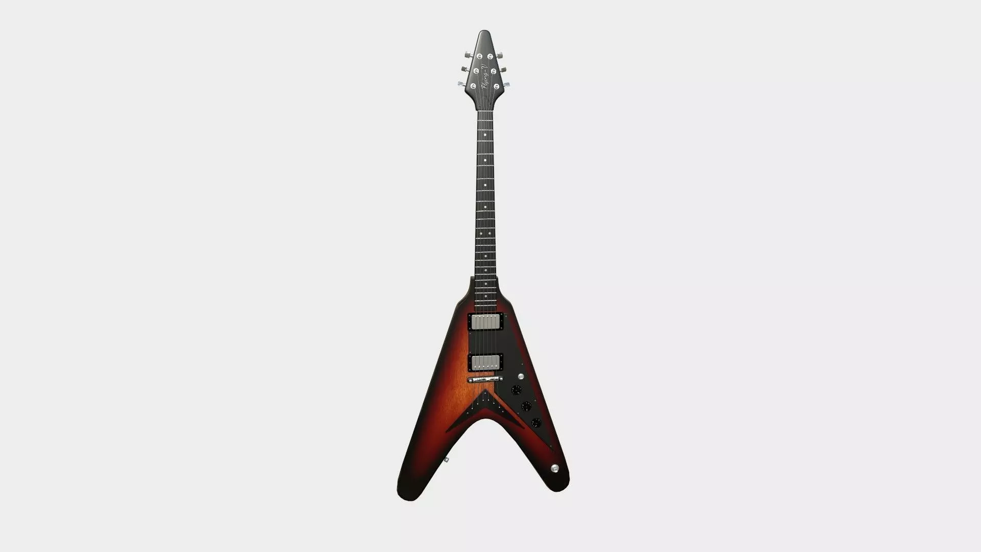 Electric Guitar D08 Dark Wood - Music Instrument Design Low-poly 3D model_0