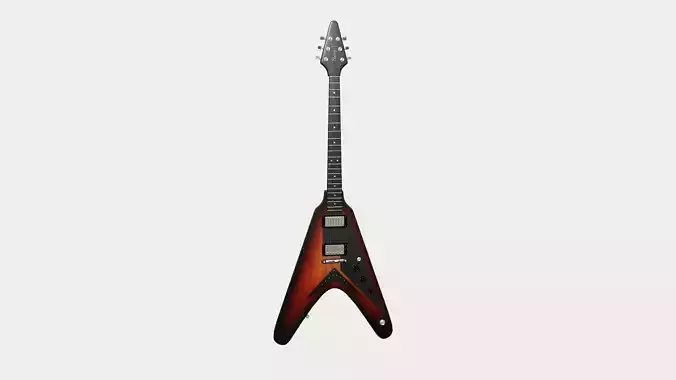 Electric Guitar D08 Dark Wood - Music Instrument Design Low-poly 3D model