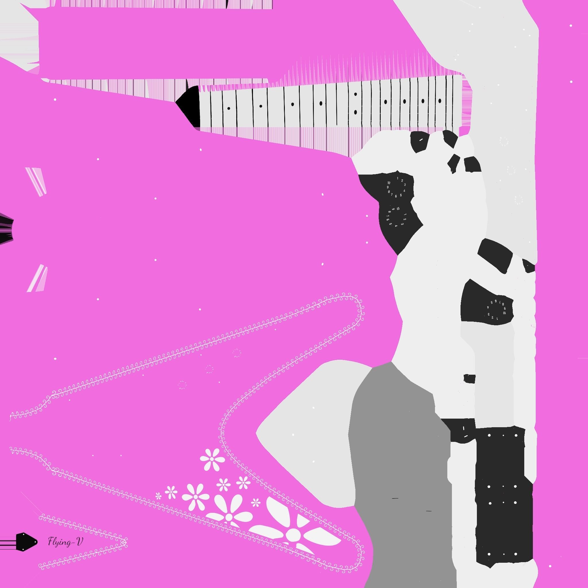 Electric Guitar D10 Pink - Music Instrument Design Low-poly 3D model_18