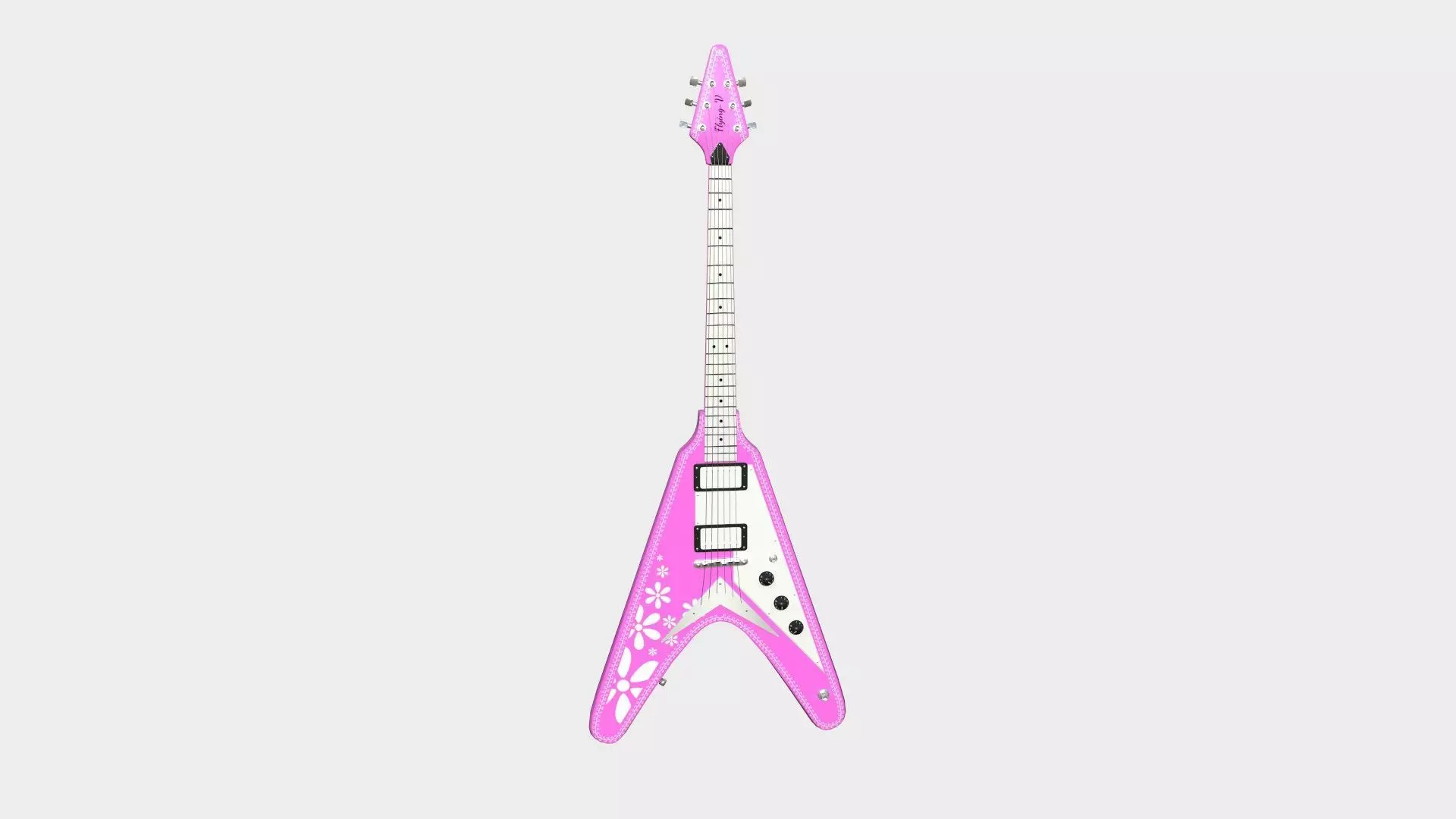 Electric Guitar D10 Pink - Music Instrument Design Low-poly 3D model_0