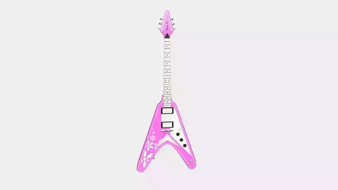 Electric Guitar D10 Pink - Music Instrument Design Low-poly 3D model