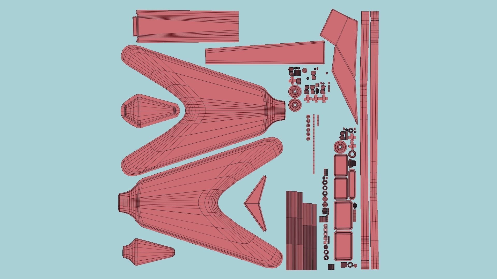 Electric Guitar D10 Pink - Music Instrument Design Low-poly 3D model_11