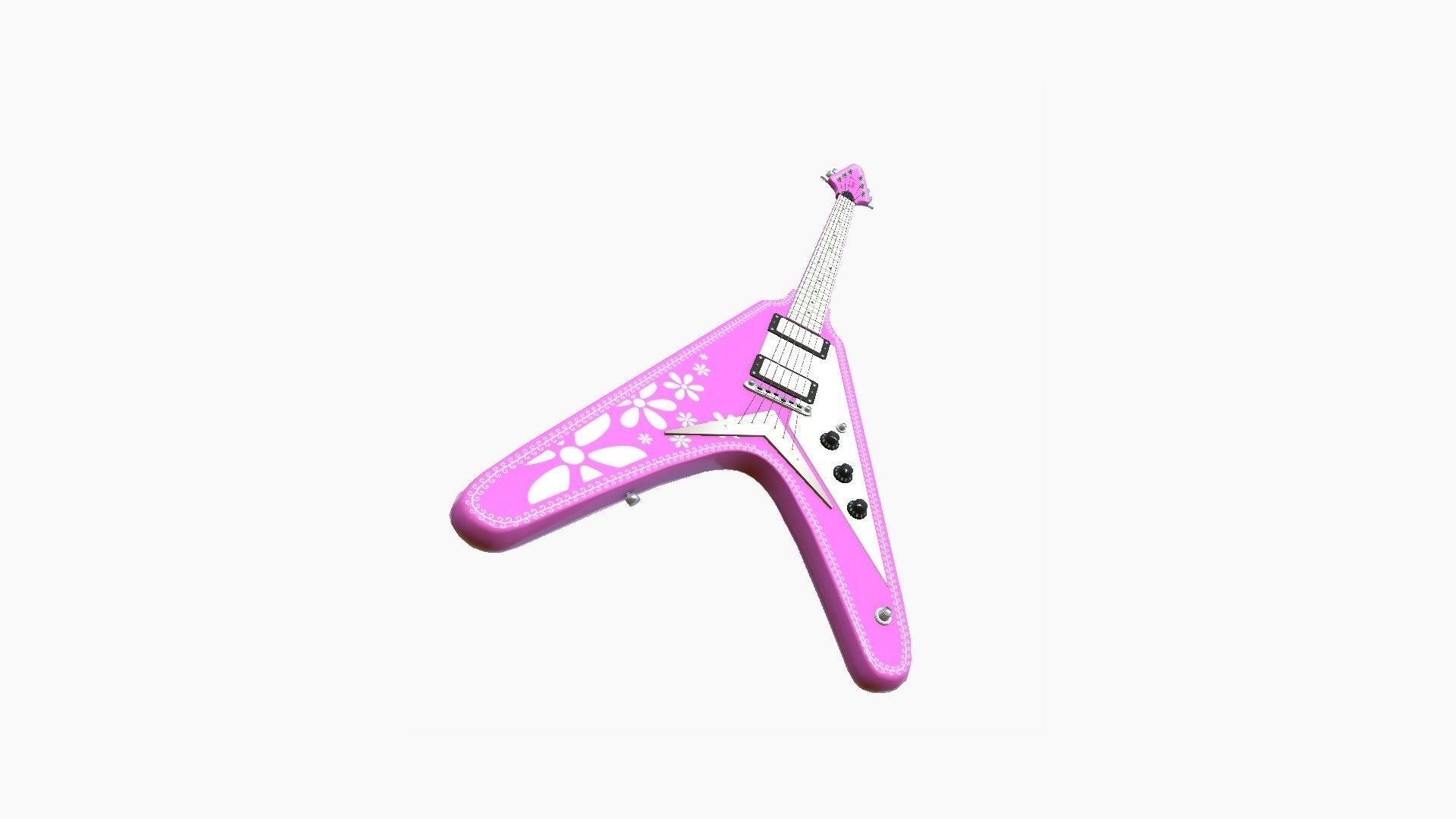 Electric Guitar D10 Pink - Music Instrument Design Low-poly 3D model_1