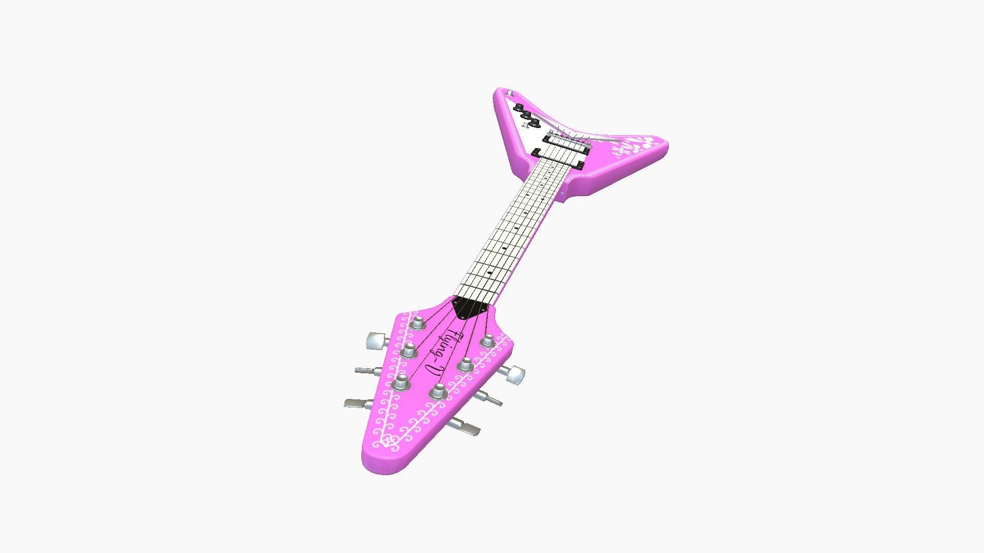 Electric Guitar D10 Pink - Music Instrument Design Low-poly 3D model_2
