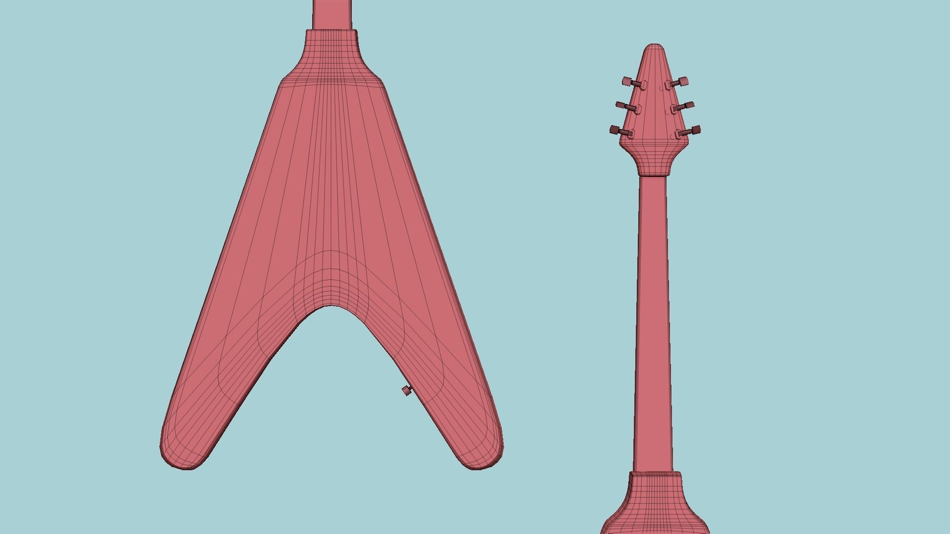 Electric Guitar D10 Pink - Music Instrument Design Low-poly 3D model_16