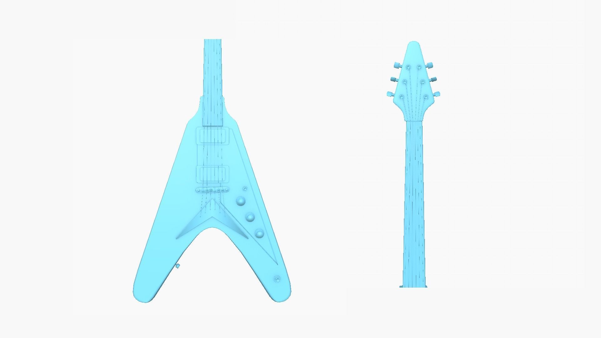 Electric Guitar D10 Pink - Music Instrument Design Low-poly 3D model_10