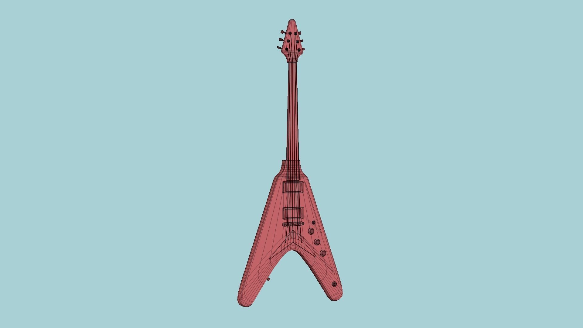 Electric Guitar D10 Pink - Music Instrument Design Low-poly 3D model_13