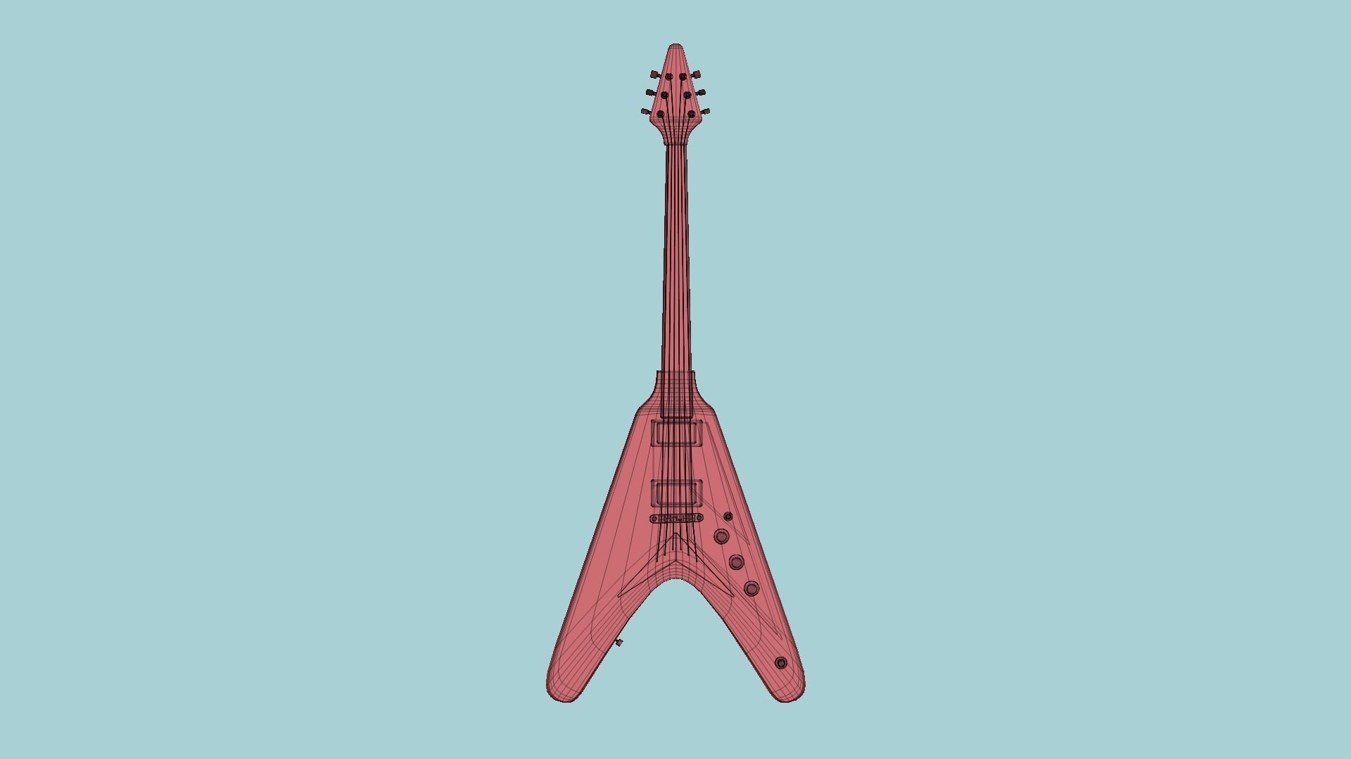 Electric Guitar D10 Pink - Music Instrument Design Low-poly 3D model_12