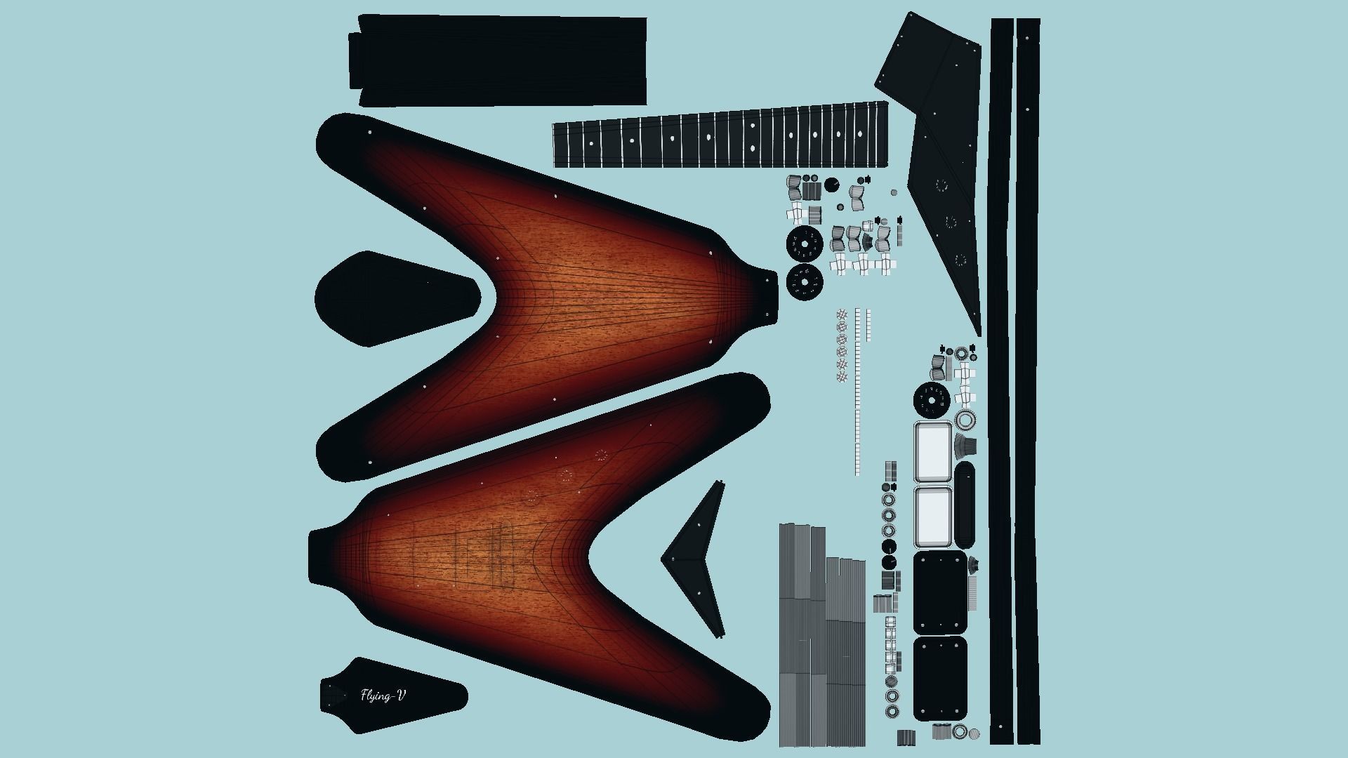 10 Electric Guitars D Collection - Music Instrument Design _80
