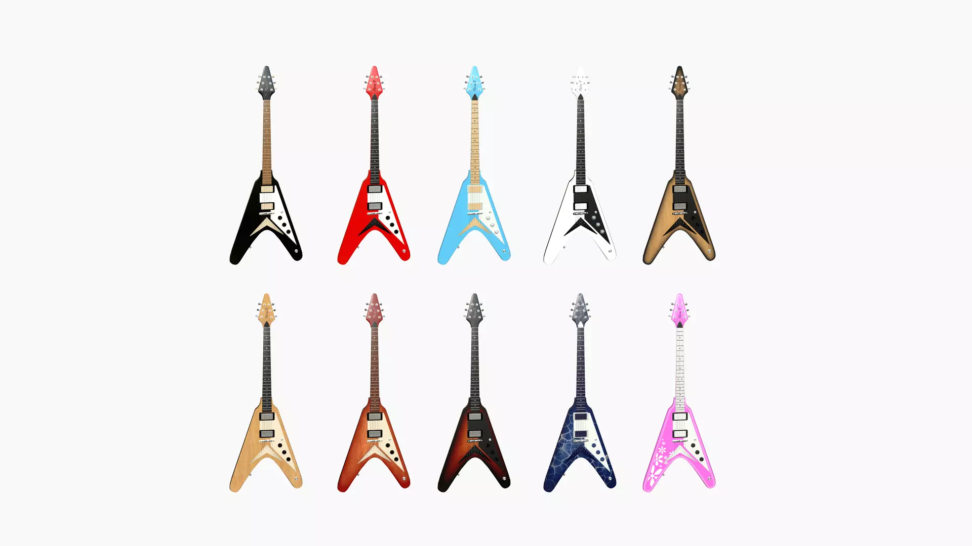 10 Electric Guitars D Collection - Music Instrument Design _0