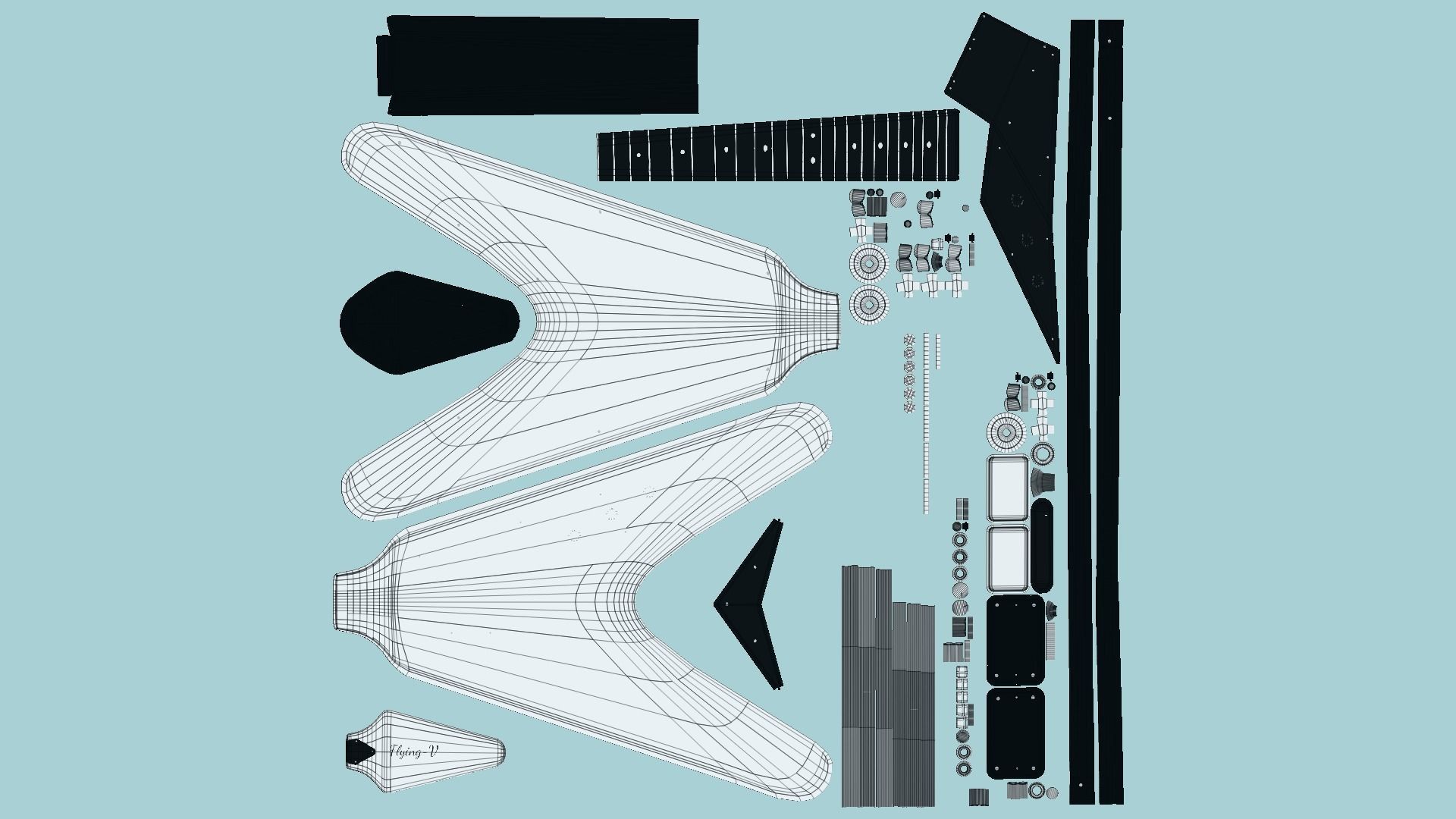 10 Electric Guitars D Collection - Music Instrument Design _72