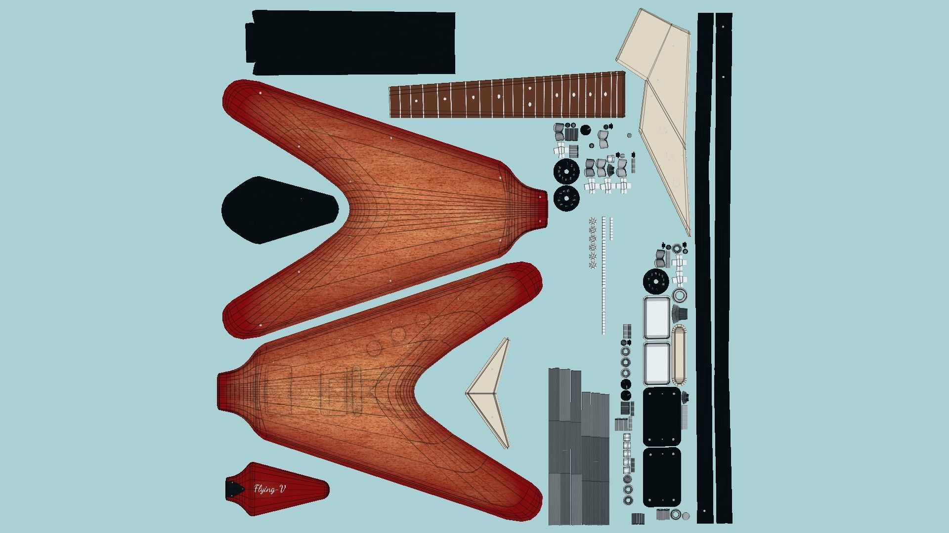 10 Electric Guitars D Collection - Music Instrument Design _78