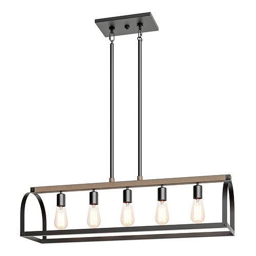 Woulk 5 Light Kitchen Island Linear Pendant 3D model