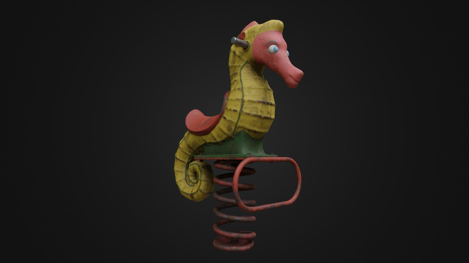 Spring swing seahorse Low-poly 3D model_11