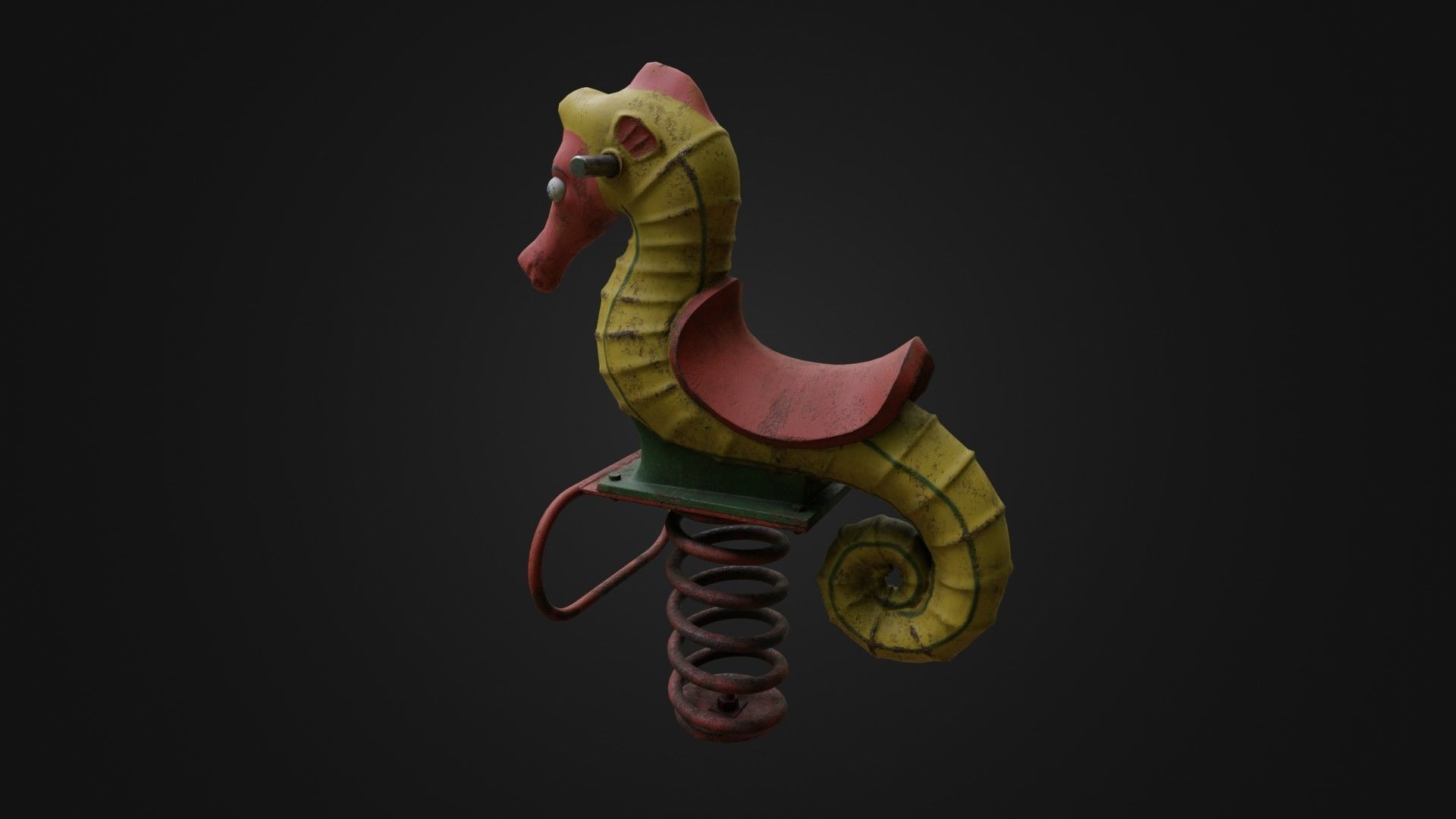 Spring swing seahorse Low-poly 3D model_32