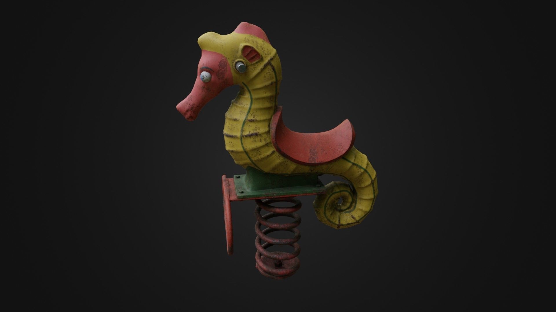 Spring swing seahorse Low-poly 3D model_36