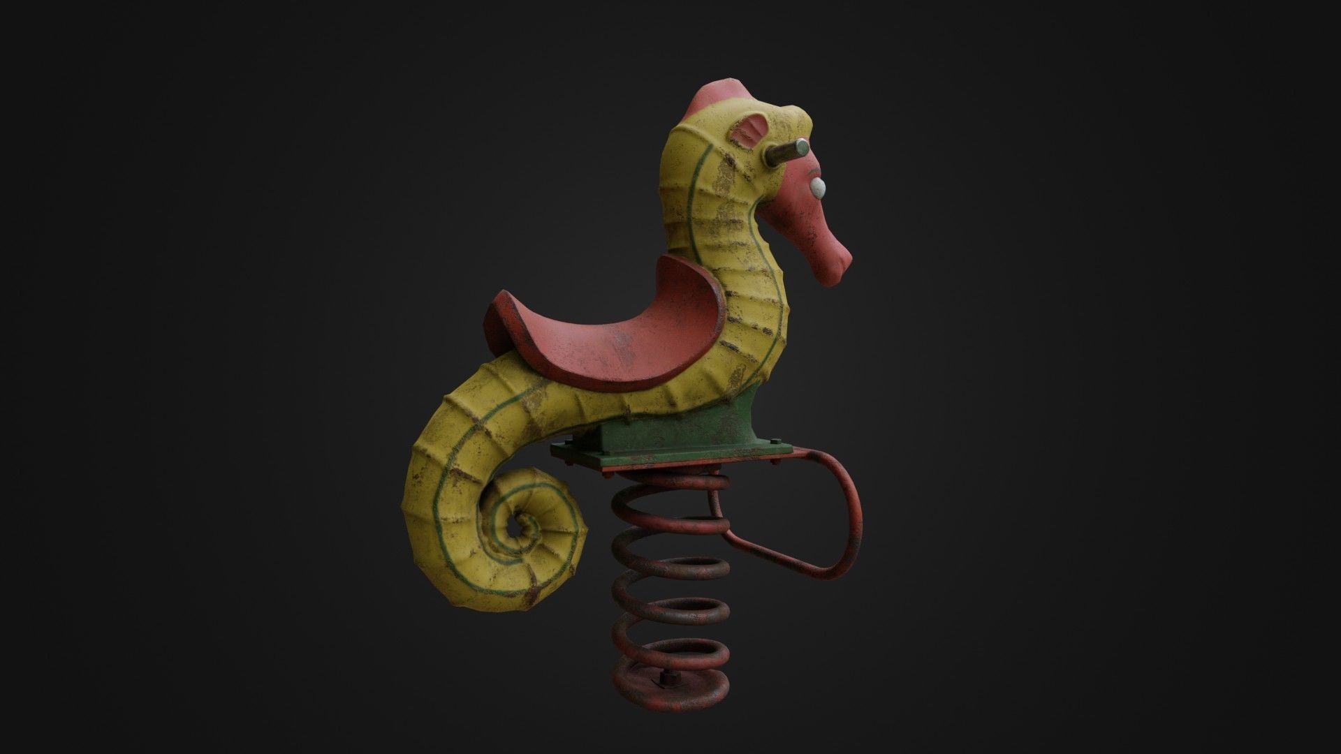 Spring swing seahorse Low-poly 3D model_18