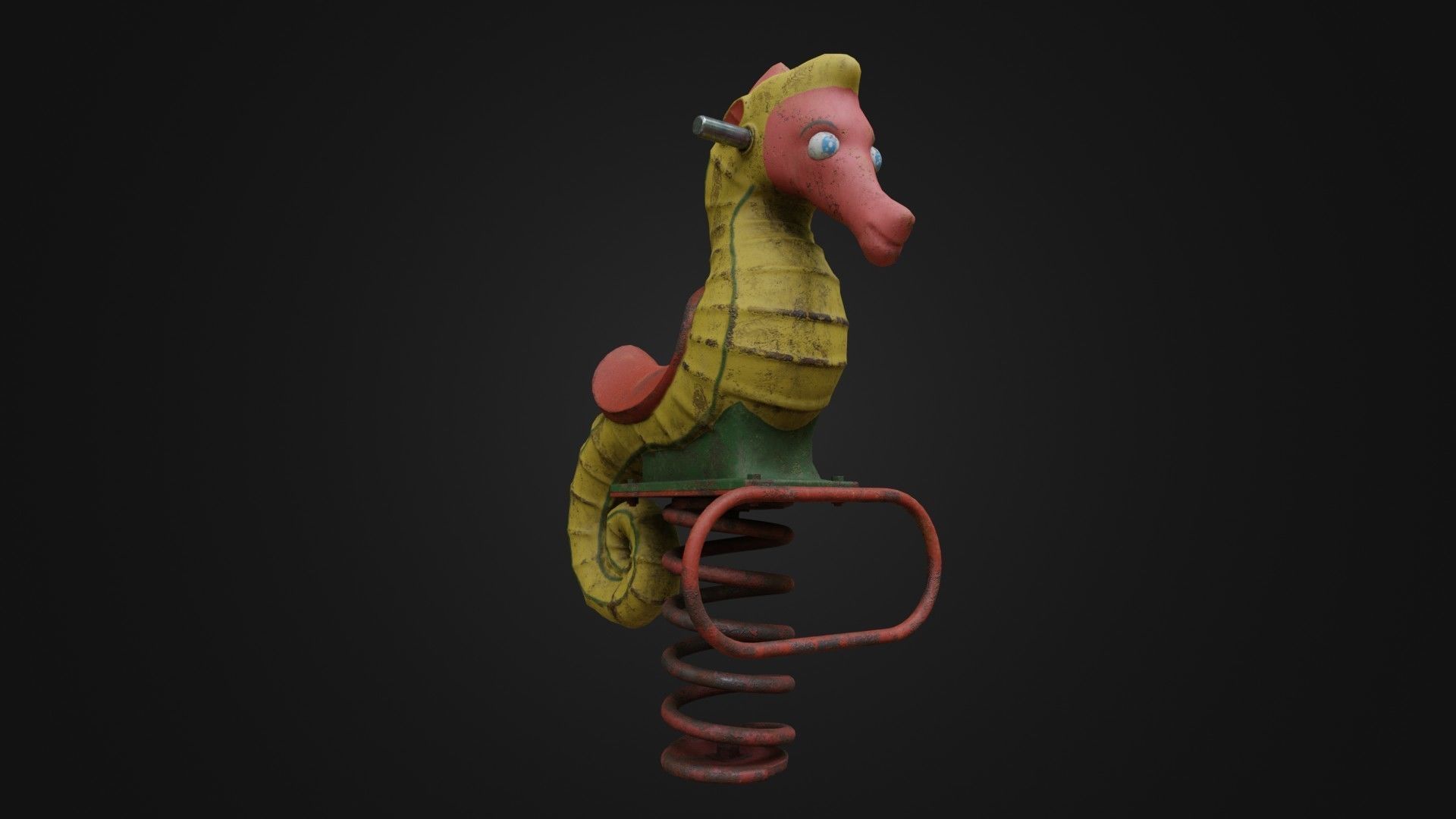 Spring swing seahorse Low-poly 3D model_10