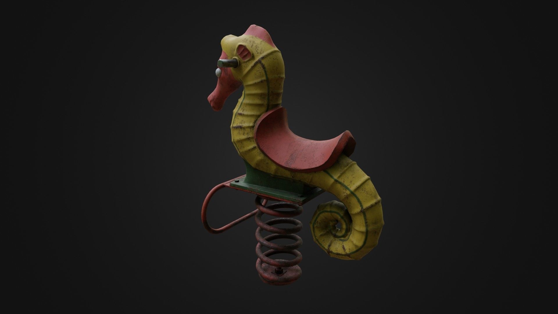 Spring swing seahorse Low-poly 3D model_31